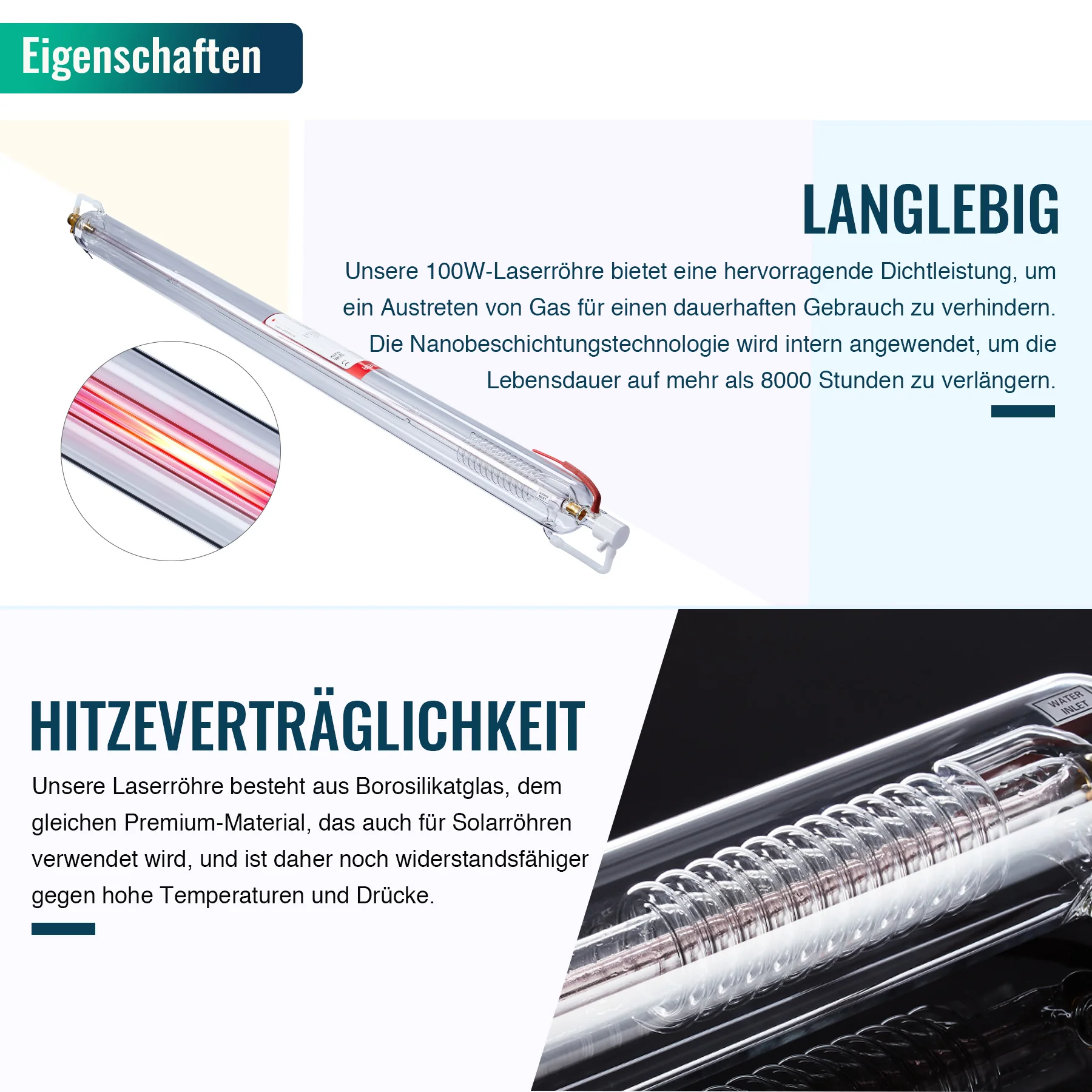 100W CO2 Laserröhre & Laser Tube für Laser Graviermaschinen und Lasercutter | 0100 - Image 5