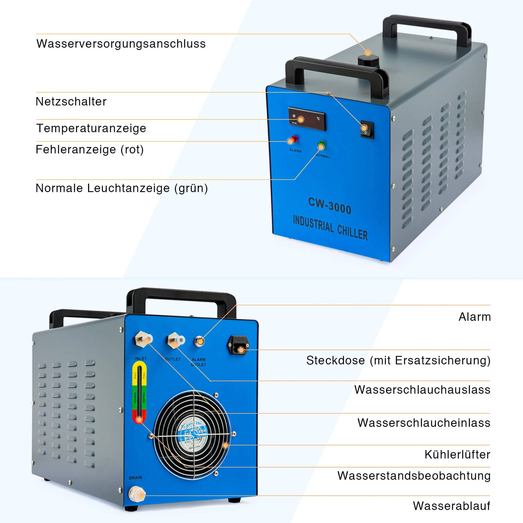 Industrieller Wasserkühler & Chiller für 40W-70W CO2 Laser Cutter | CW-3000 - Image 4